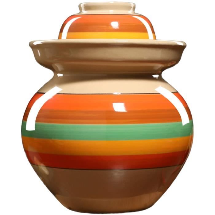 Petit Pot à Kimchi En Céramique Cabilock - Pour Fermentation De Légumes, 12.2x12.2x15.5 Cm - Hermétique