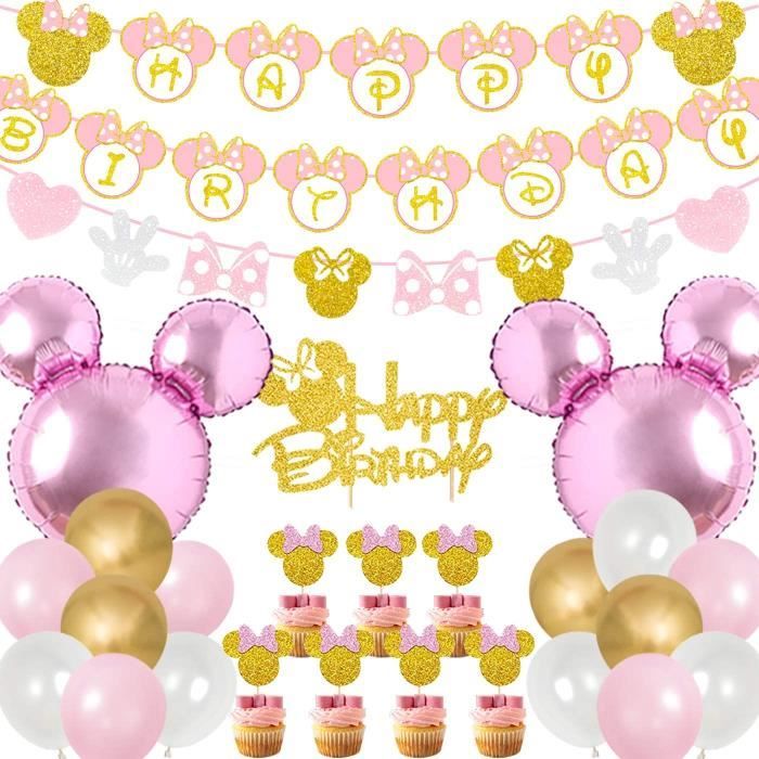 Decorations De Fete D Anniversaire Minnie Rose Et Or Joyeux Anniversaire Banniere Guirlande Gateau Et Cupcake Toppers Pour Minn 218 Cdiscount Maison