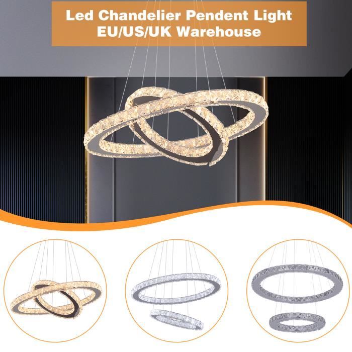 Lustre De Luxe Moderne Anneau Cristal Lustre éclairage