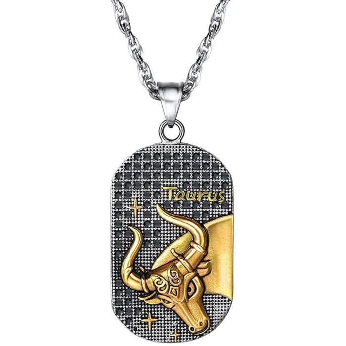Collier Zodiaque Femme En Acier Inoxydable Bicolore - Pendentif Médaillon Personnalisable Signe Astrologique