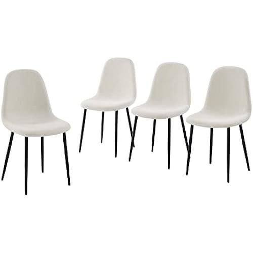 Chaises Lena Tissu Bouclette écru - BAÏTA - Lot de 4 - Contemporain - Design - Métal - Noir Chaises Lena Tissu Bouclette écru - BAÏTA - Lot de 4 - Contemporain - Design - Métal - Noir