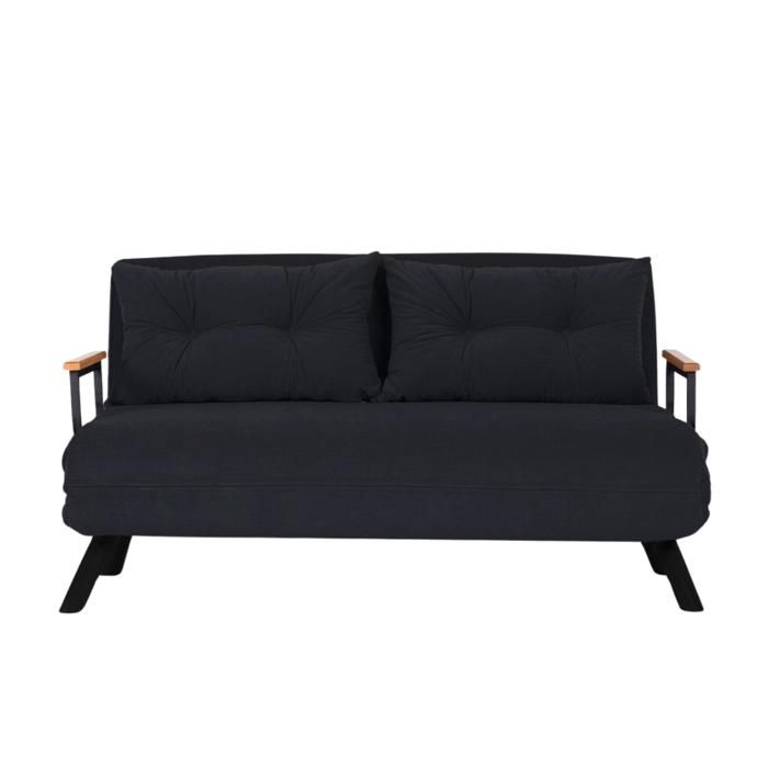 CALICOSY - Canapé lit 2 places convertible en tissu avec pieds en métal L133 cm - SANDO - Noir CALICOSY - Canapé lit 2 places convertible en tissu avec pieds en métal L133 cm - SANDO - Noir