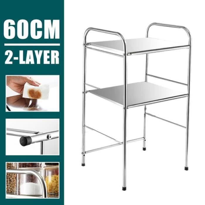 3 étages four à micro-ondes Support Etagère épices Cuisine Meuble Rangement en acier inoxydable 60CM