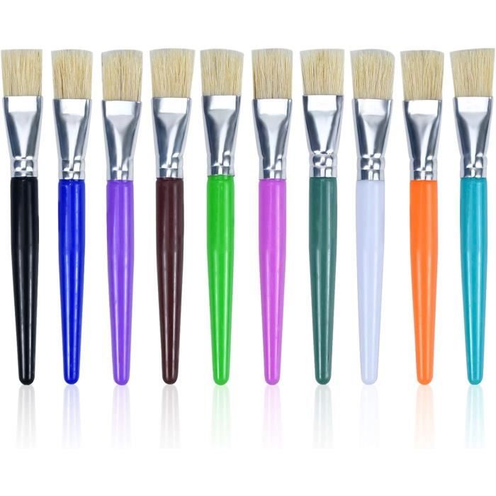 10PCS Pinceaux de Peinture, Kit Pinceau de Peinture Enfant Enfants Peinture Brosse à Poils Ronds Brosse de Peinture Pinceau de Peinture Aquarelle de Brosse pour Enfants étudiants Débutants Artiste