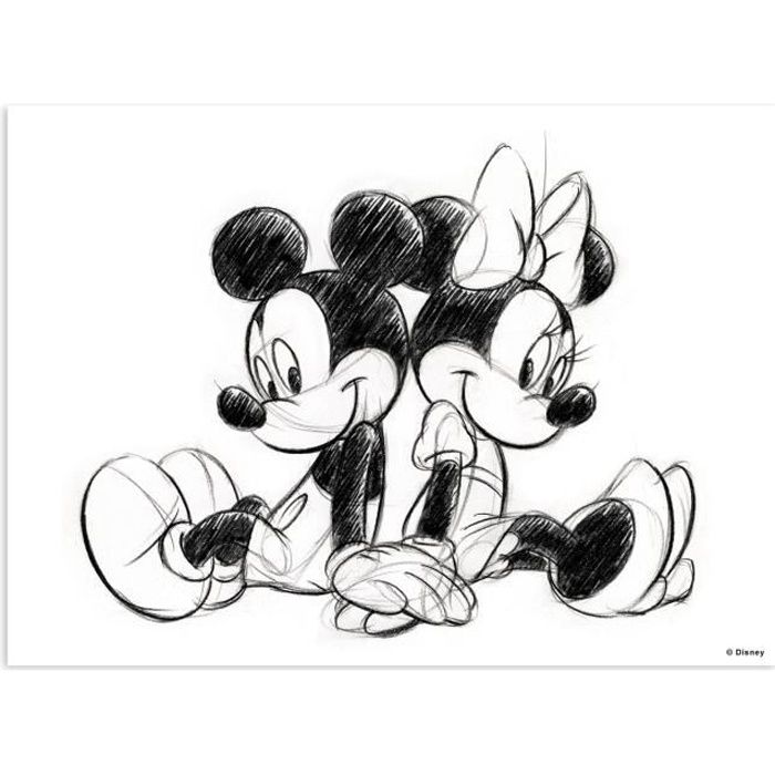 Toile Mickey & Minnie Disney 70 x 50cm Noir, Blanc