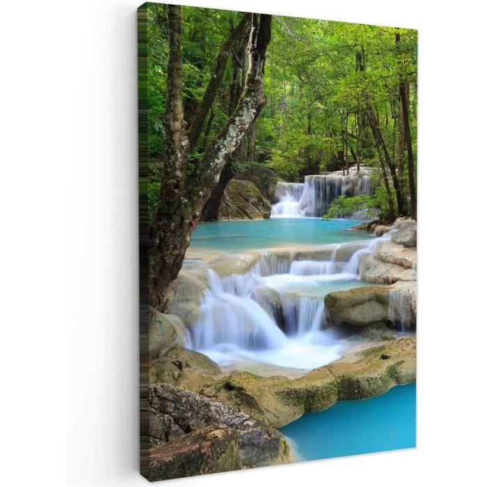 Impression sur Toile 50x70cm Tableaux Image Photo Cascade Forêt environnement