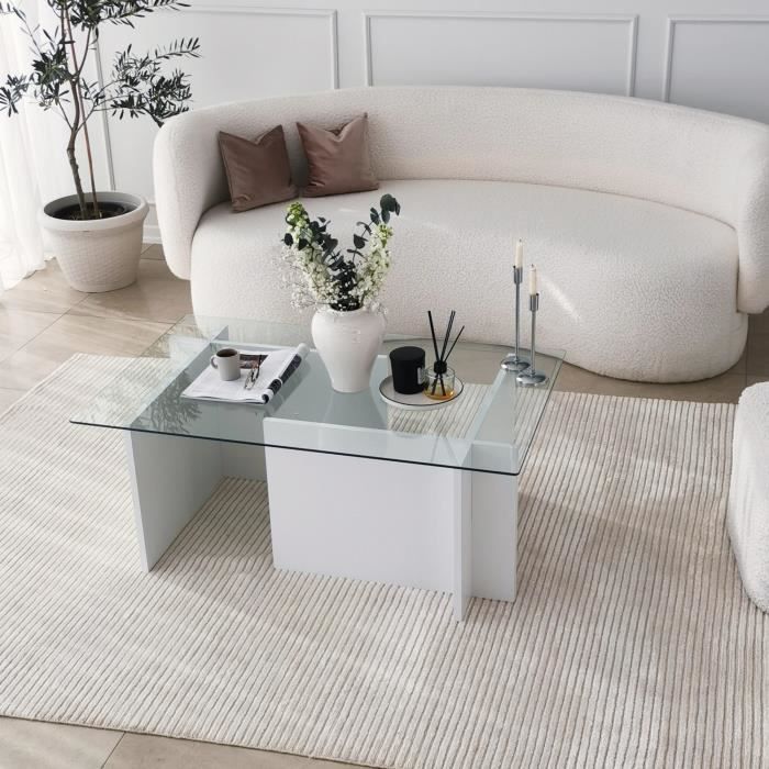 table basse - emob - locelso - verre trempé - blanc - contemporain - design