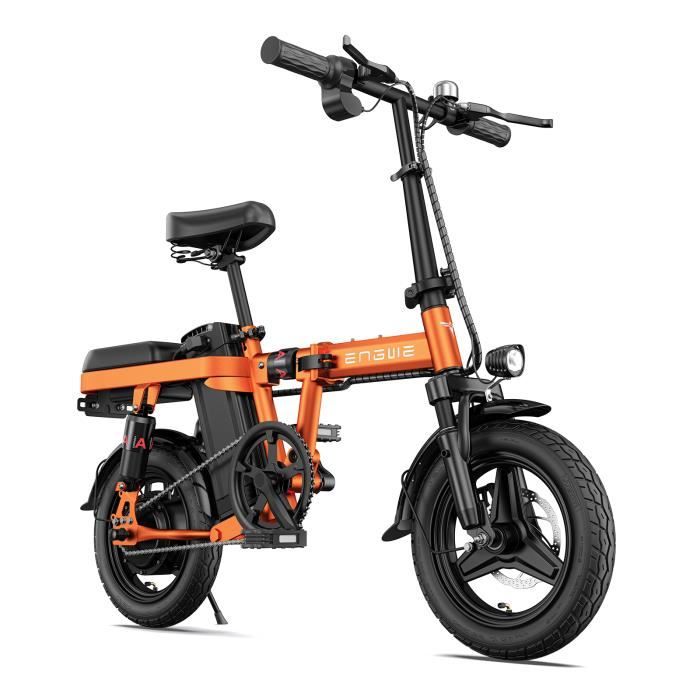 velo electrique pliable ENGWE T14 14 pouces 25km/h Moteur 250W Autonomie 42km E-bike ville avec amortisseur avant 48V10Ah Orange