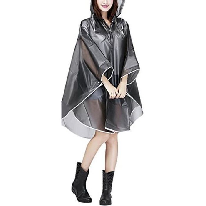 Raincoat Cape de Pluie Femme Portable EVA Manteau Imperméable Poncho à Capuche Moto/vélo Bâche pour Voyage/Camping/Randonnée/Vacance