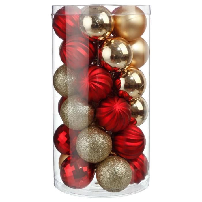 Boules De Noël 60 Mm X30 Rouge Et Or Autres Beige Jaune