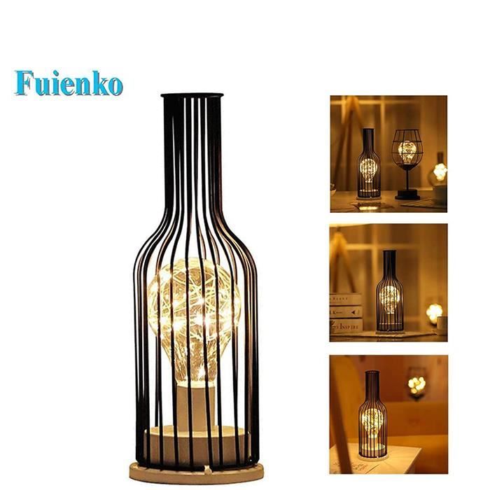 Rétro Lampe à Poser LED Lampe De Chevet Décoration De Maison noir 28CMx10CM