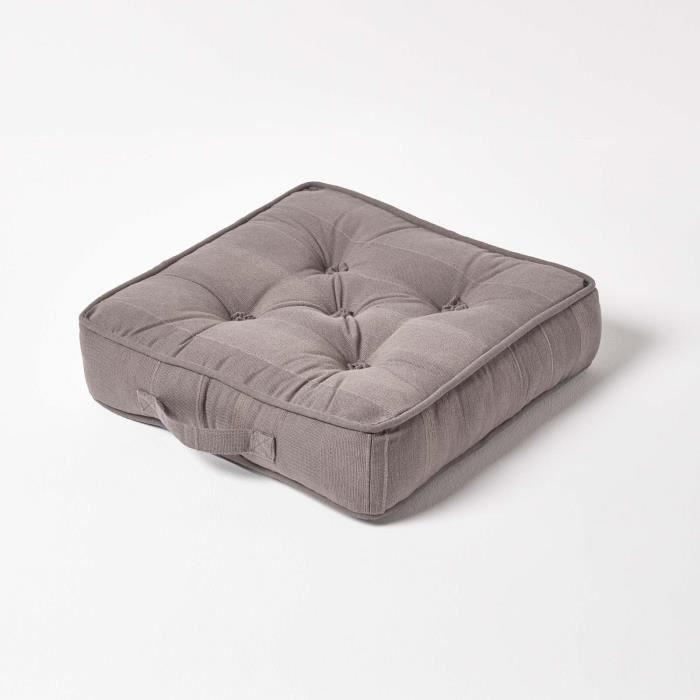 Coussin de sol - Rajput - Gris - 40 x 40 cm - 100% Coton - Intérieur