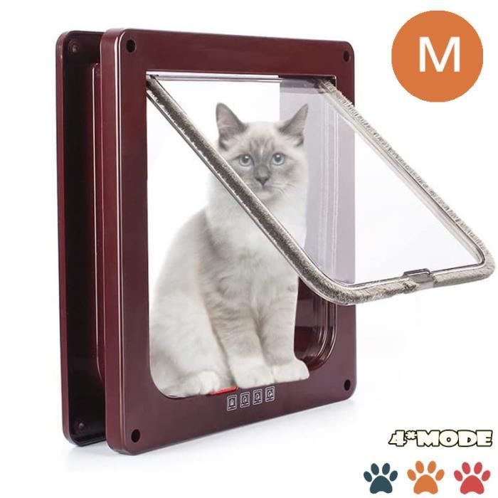 Comparer les prix de Chatiere Pour Chat Chien,Chatiere Chat avec Serrure Contrlable Verrouillable,Chatière avec Tunnel Cache Facile à Installer-Brun M