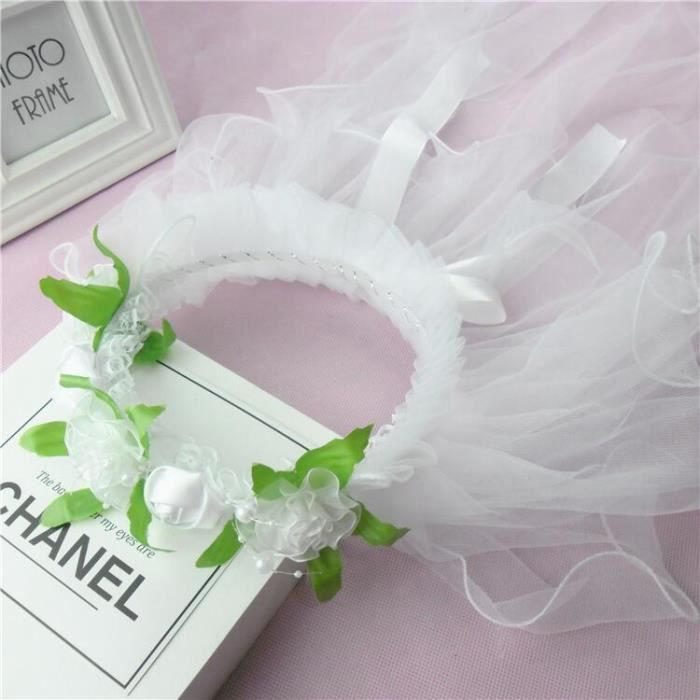 Communion Fille Voile Couronne Fleur Cheveux avec Voile Collier