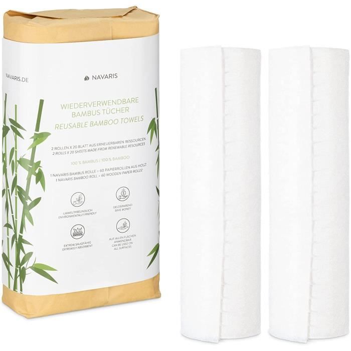 serviette et torchon a vaisselle - limics24 - lot rouleaux essuie tout – papier lavable bambou réutilisable naturel