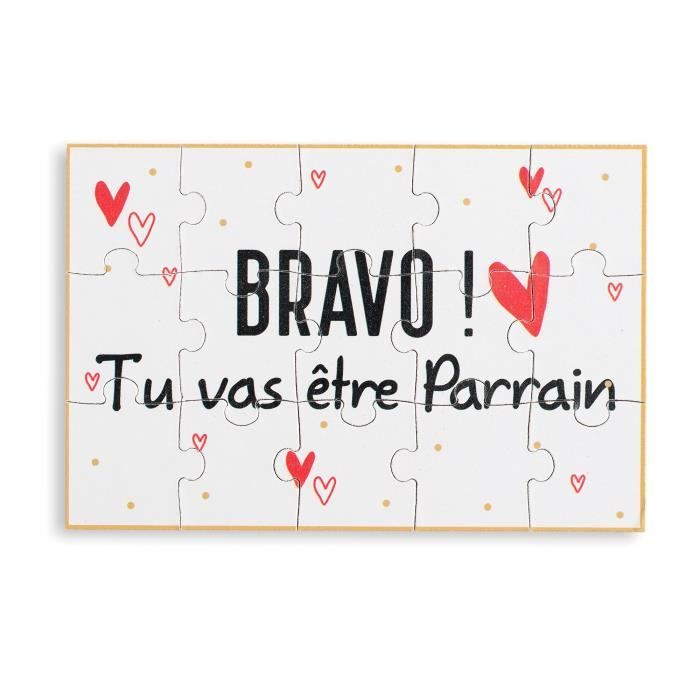 Puzzle Annonce Grossesse pour Parrain - MAÏKA - Scène de vie - 15 pièces - Blanc