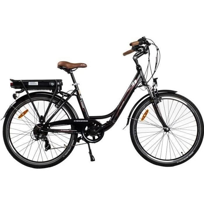 Vélo de ville électrique alu 26'' - MERCIER - 7 Vitesses - Autonomie 75 km - Cadre alu monopoutre à enjambement bas - Noir - Mixte