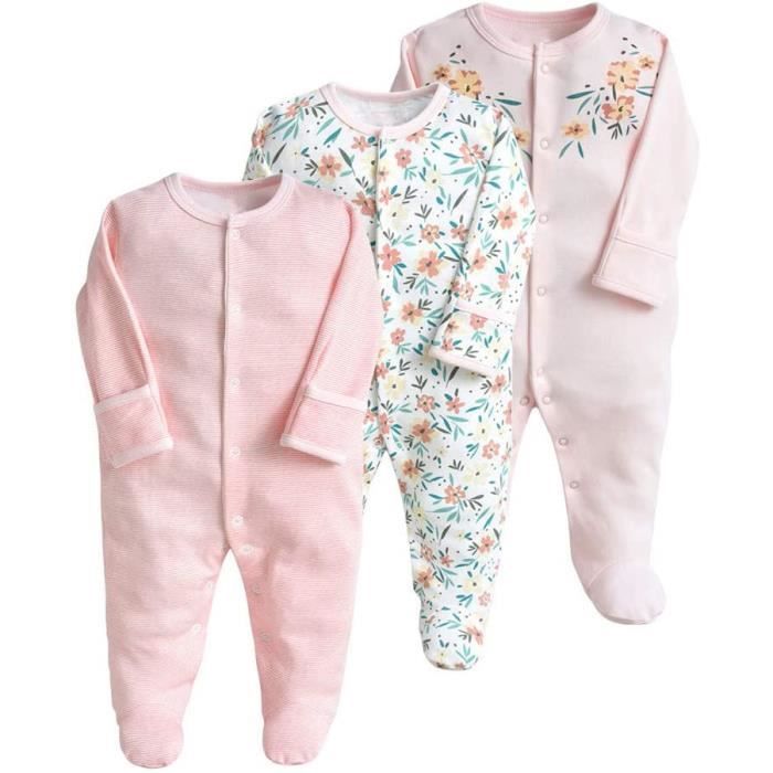 Pyjama pour Bébé Lot de 3 Combinaison en Coton Garçon Fille Grenouillères  Manche Longues 0-3 Mois Gris - Cdiscount Prêt-à-Porter