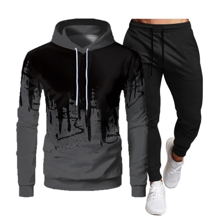 Surv??tement Homme Ensemble Jogging Sportif - Gris - Manches Longues - Multisport - Respirant 
