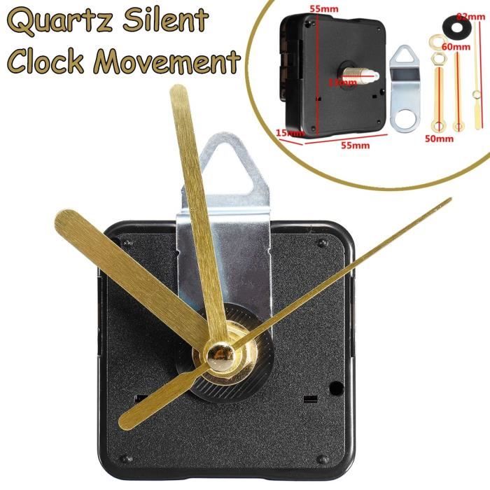 Horloge mouvement quartz 50mm noir mains long de broche 