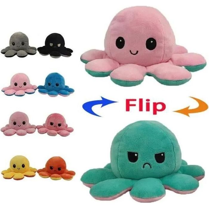 Pimpims Pieuvre En Peluche Jouets Mini Poulpe Gratuit Poupee De Poulpe Flip Double Face Cadeaux De Jouets Pour Enfants Vert Clair Cdiscount Jeux Jouets