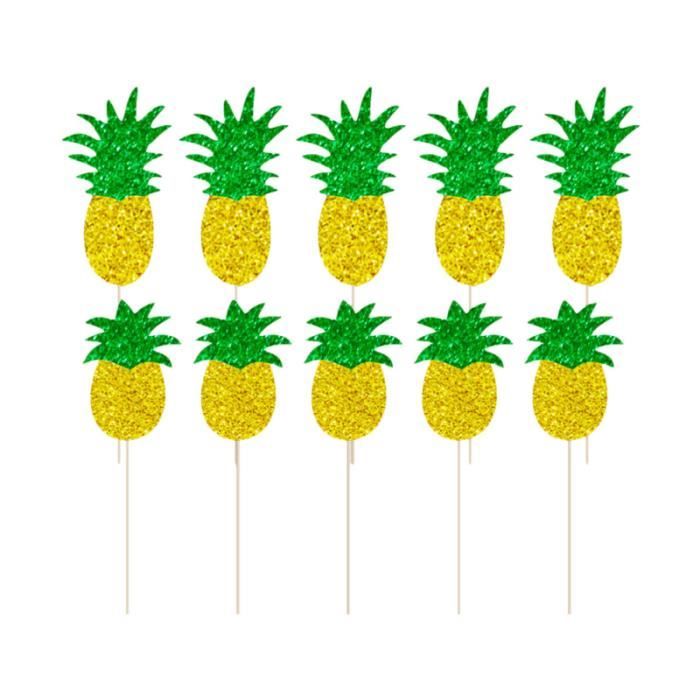 12 Pcs Ete Glitter Papier Gateau Toppers Ananas En Forme De Picks Decoration Charme Cupcake Pour Theme Figurine Decor De Gateau Cdiscount Maison