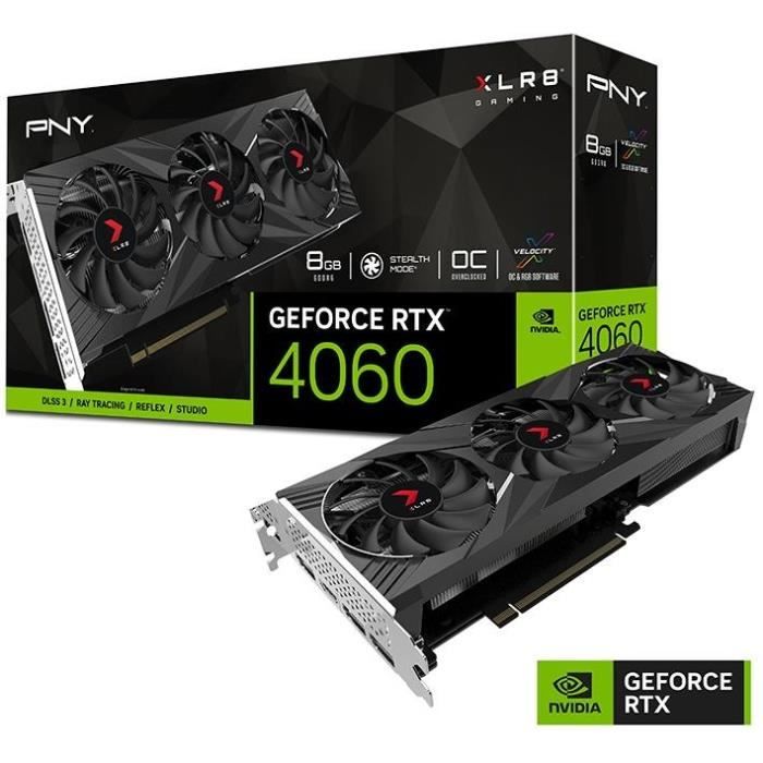 PNY - Carte Graphique - GEFORCE RTX™ 4060 8GB XLR8 Gaming VERTO Overclocked Edition DLSS 3