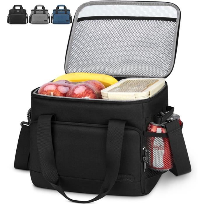 KOMUNJ Sac isotherme, 30L, pour Thermotasche, sac à déjeuner pour pique- nique en plein air, camping, transport de nourriture, 41 * 26 * 33 cm, Noir