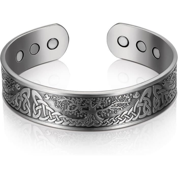 Bracelet Magnétique En Cuivre - Arbre De Vie - Ajustable Avec 6 Aimants - Homme Femme