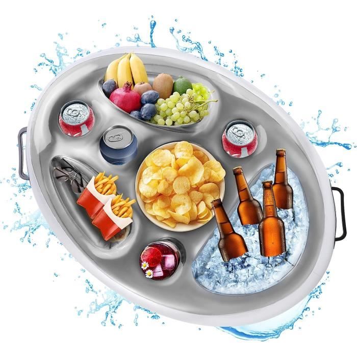 Porte-Gobelet Gonflable Flottant Pour Piscine - 8 Troux Pour Boissons Et Collations - 70x50 Cm - PVC - Idéal Été, Plage, Fête