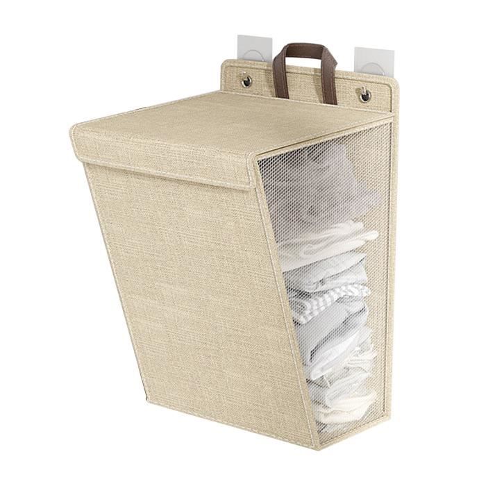 Panier à linge suspendu Panier à linge mural pliable, panier à linge sale, gain de place, panier meuble boite Beige Beige Taille M