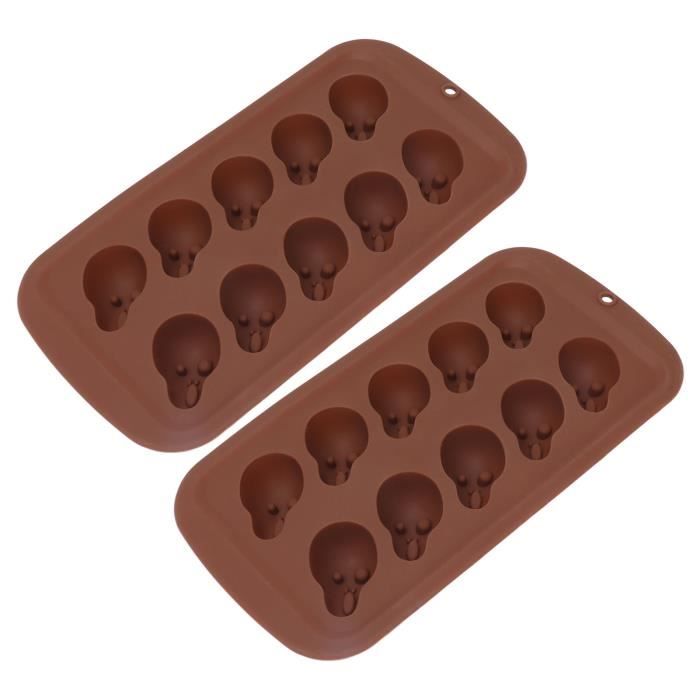 Moule Crâne 2 Pièces Halloween Rose/Gris - Moule Silicone 3D 21 Trous Pour Pâtisserie, Bougies Et Savons