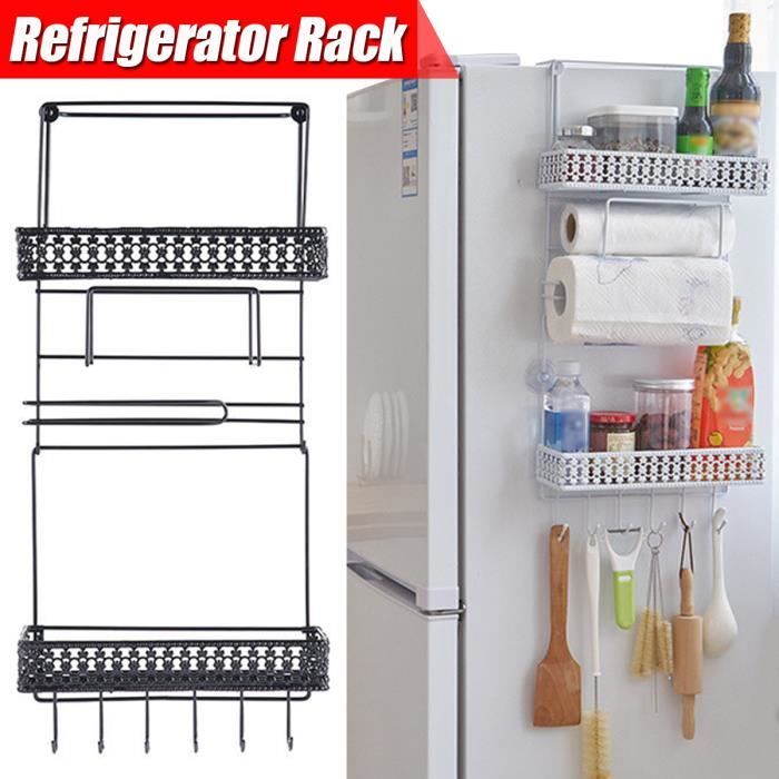 étagère de réfrigérateur durable black Aimant étagère de réfrigérateur étagère de rangement suspendue étagère suspendue pour réfrigérateur pliage multifonctionnel pour la cuisine de