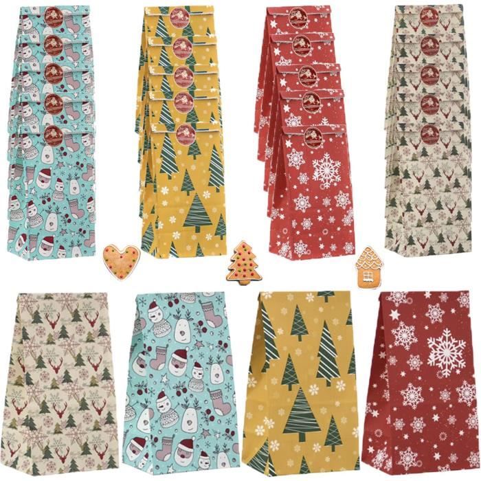 300 Sacs Cadeaux De Noël - Format A5 - Papier Imprimé Motifs étoiles - Idéal Emballage Familial