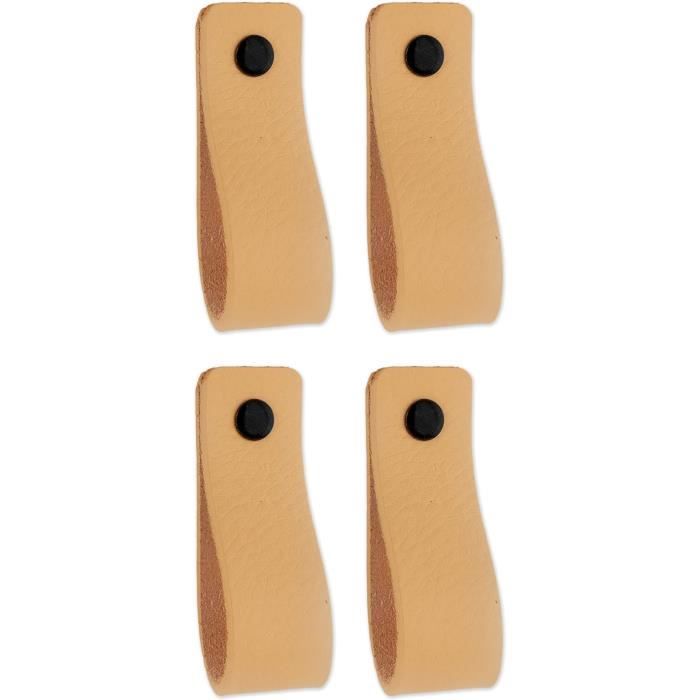 Poignées En Cuir Pour Meubles - Cognac - 4 Pcs - 20 X 2,5 Cm - Poignée