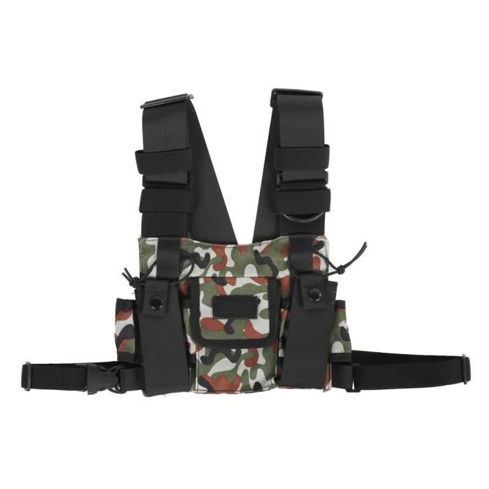 Pochette Tactique MOLLE Pour Sac à Dos - Pochette Camouflage Noir, Fixation Rapide, Idéale Outdoor