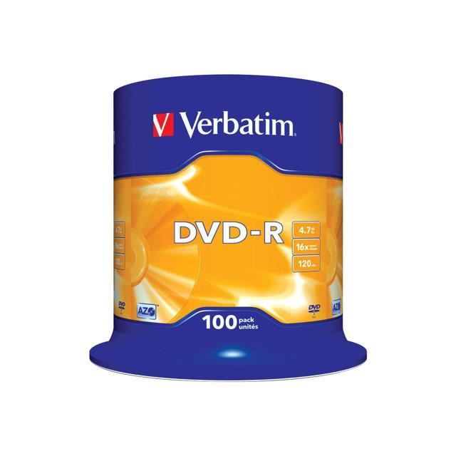 Verbatim DVD R 4.7 Go certifié 16x pack de 100 spindle - vue 6