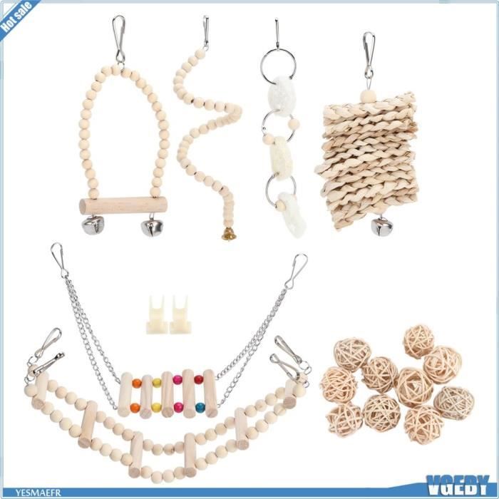 Comparer les prix de VGEBY jouets de hamac suspendus pour perroquets Jouets de Balançoire pour Oiseaux, Ensemble de Jouets à Mâcher animalerie jouet