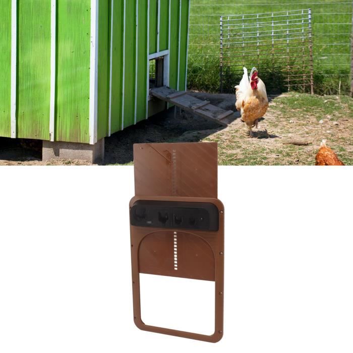 Porte Automatique Poulailler IDMarket - Programmable Heure/lumière - Sécurité Anti-prédateurs