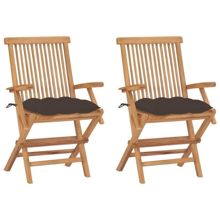 Lot De 2 Chaises De Jardin Pliantes En Teck Naturel - 125 Kg, 90 Cm, Design Intemporel Pour Terrasse