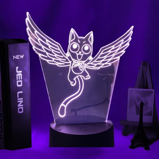 Veilleuse - Lampe Illusion 3D Manga - 16 Couleurs avec Télécommande - Alimentée par Piles