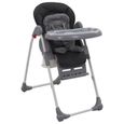 Chaise haute pour bébé ,enfant, pliable, réglable hauteur, dossier et tablette -Gris-1