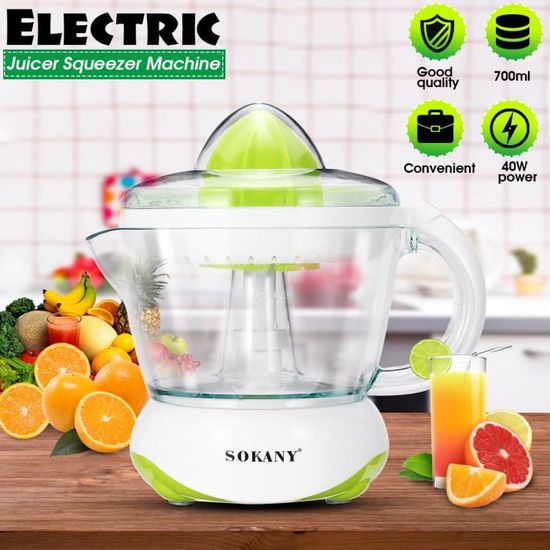 SOKANY Presse-agrumes Electrique 0,7L 40W - Presse-fruits Machine à Jus d' orange Fruit Cuisine 220V - Cdiscount Electroménager