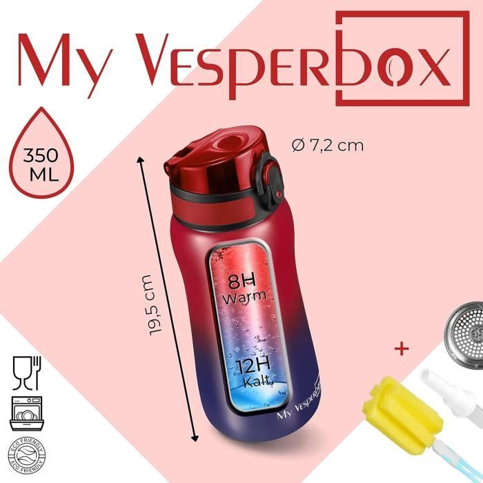 Gourde Enfant Vesperbox Minny - étanche, Avec Paille Et Passoire à Fruits - Légère, Sans BPA - Idéale école, Sorties, Sport - 9
