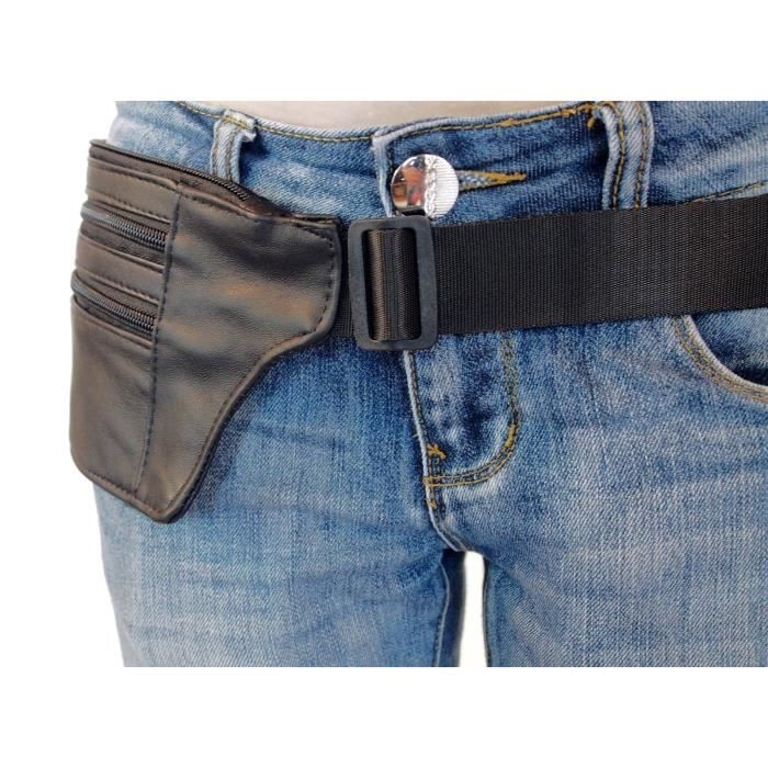 Sacoche banane extra plate ceinture cache billets cuir veritable homme femme Noir NOIR Cdiscount Bagagerie Maroquinerie