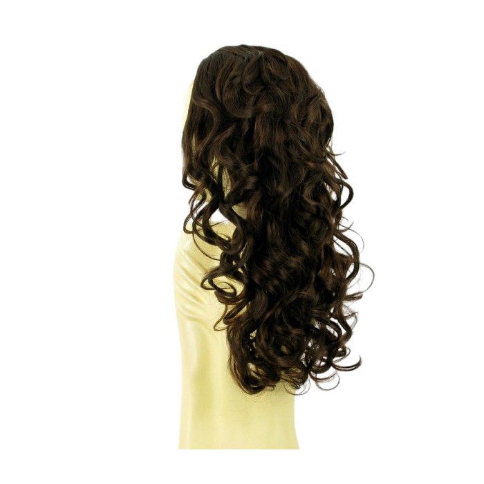 Demi-perruque Synthétique 62cm Couleur Chocolat Méché Cuivré - Réf 019 - Neuf Avec étiquettes - Bonnet Moyen