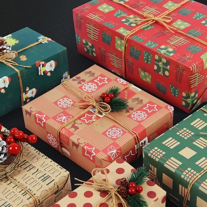 Lot de 5 Papier d'emballage cadeau de Noël Arbre Père Noël présent Wrap  décoratif de Noël Rouleau 70x50cm - Cdiscount Beaux-Arts et Loisirs créatifs