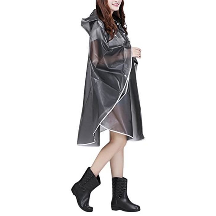 Poncho,Manteau de pluie Transparent Eva Long pour femme et homme, imperméable, à capuche, avec