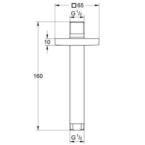 Bras de douche vertical - Grohe - 27485000 - Rosace carrée 142 mm ...