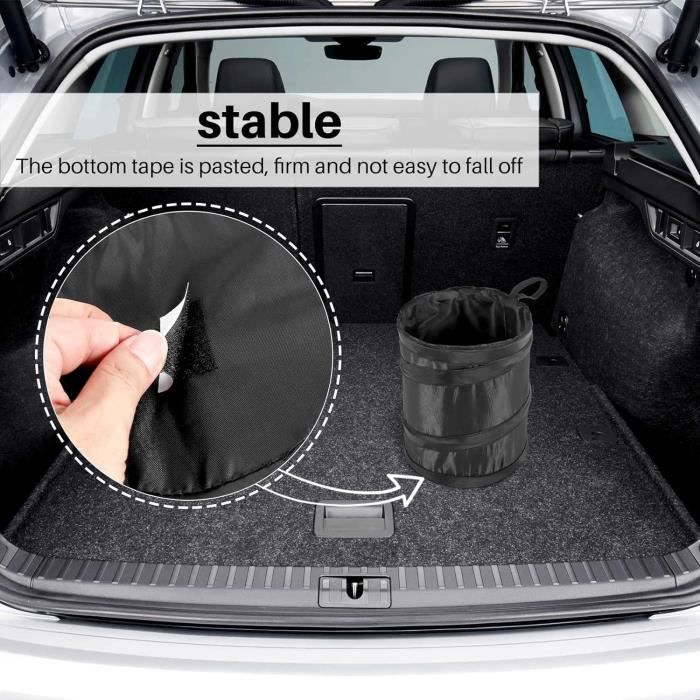 Poubelle Voiture KATLKIU - Portable Étanche - 15,5x14x6,5cm - Avec 60 Sacs - Universelle Noir